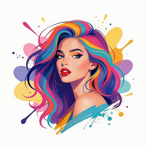 Whimsical Woman in Colorful Pop Art