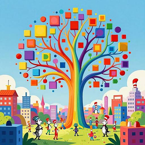 Whimsical Geometric Seuss Landscape