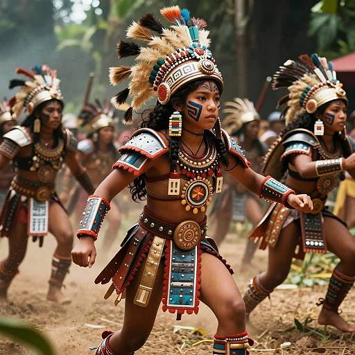 Aztec Warrior Girl Leading Charge