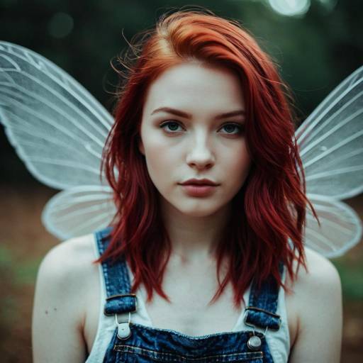 Realistic Fairy Grunge Portrait with Wings