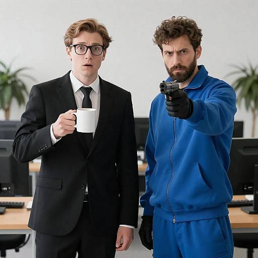 Tense Office Standoff Between Two Men