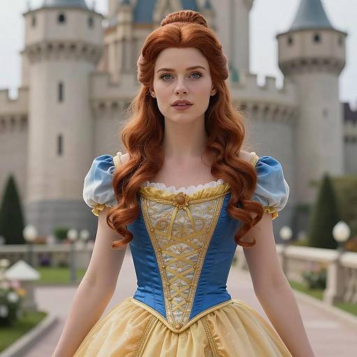 Photorealistic Disney Belle Costume Portrait