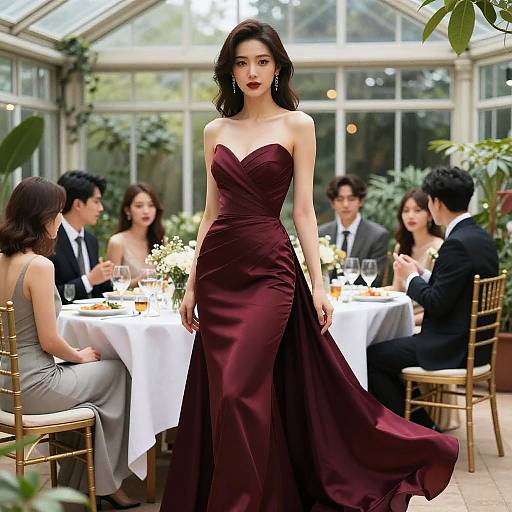 Elegant Hourglass Woman in Evening Gown