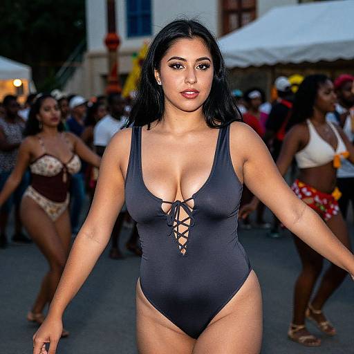 Curvy Woman at Traditional Dance Festival