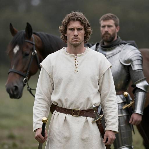 Medieval Men in Forest Setting