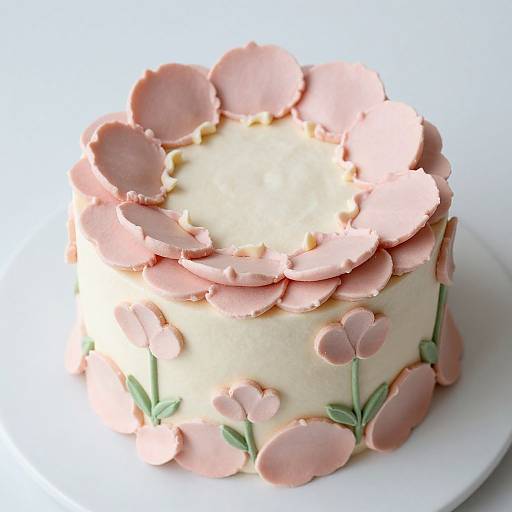Elegant Pink and Cream Floral Cake
