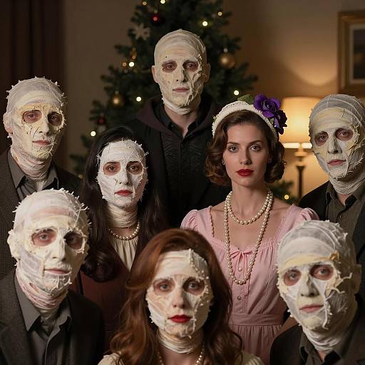 Mummified Faces in a Festive Mystery