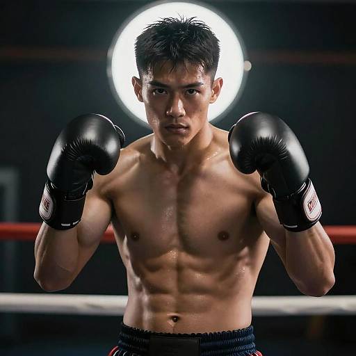 Dynamic Boxing Pose of Muscular Man