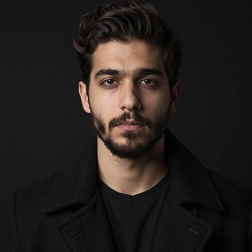 Serious Young Man in Black Portrait