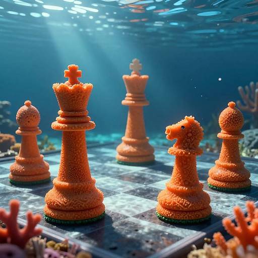 Surreal Coral Chess Underwater Scene