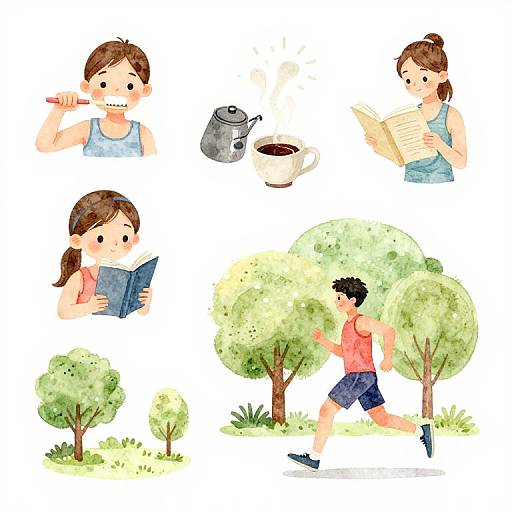 Daily Habit Sequence in Watercolor