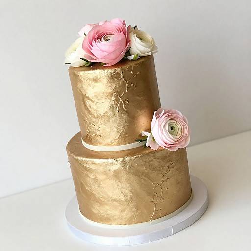 Rose Gold Ranunculus Wedding Cake