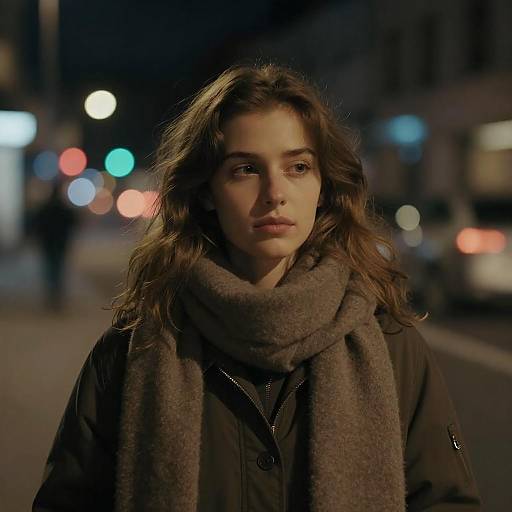 Moody Night Portrait of Young Woman