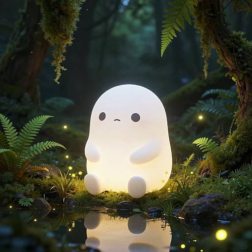 Glowing Spherical Creature by Pond