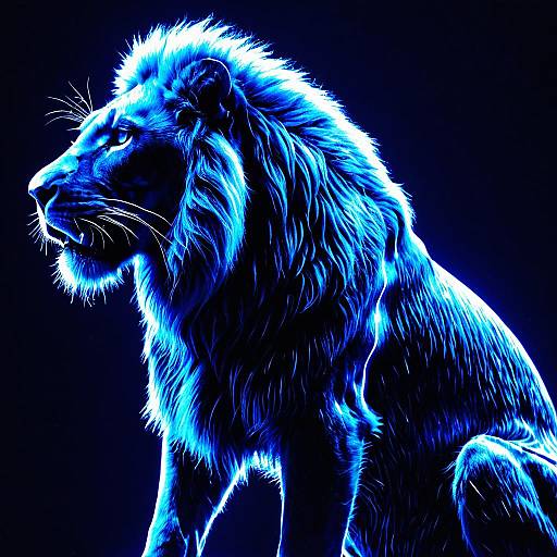 Electric Cobalt Blue Metallic Lion Silhouette
