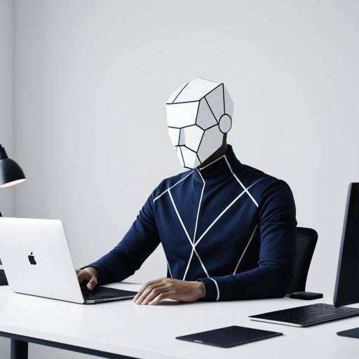 Abstract Geometric Figure Working at Desk