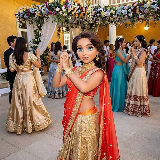 Festive Wedding in Golden Palace Courtyard