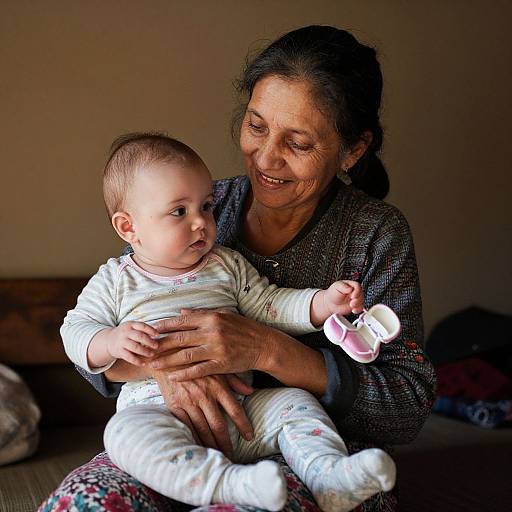 Elderly Woman Holding Baby