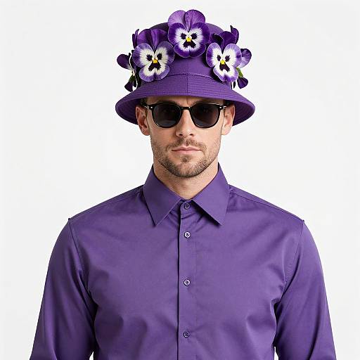 Man in Purple Pansy Costume