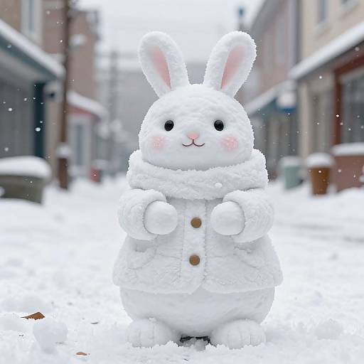 Whimsical Anthropomorphic Snow Rabbit
