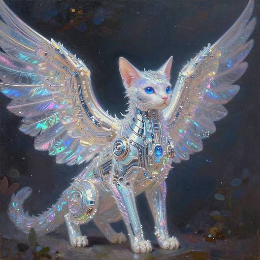 Luminous Seraphic Cyborg in Oil