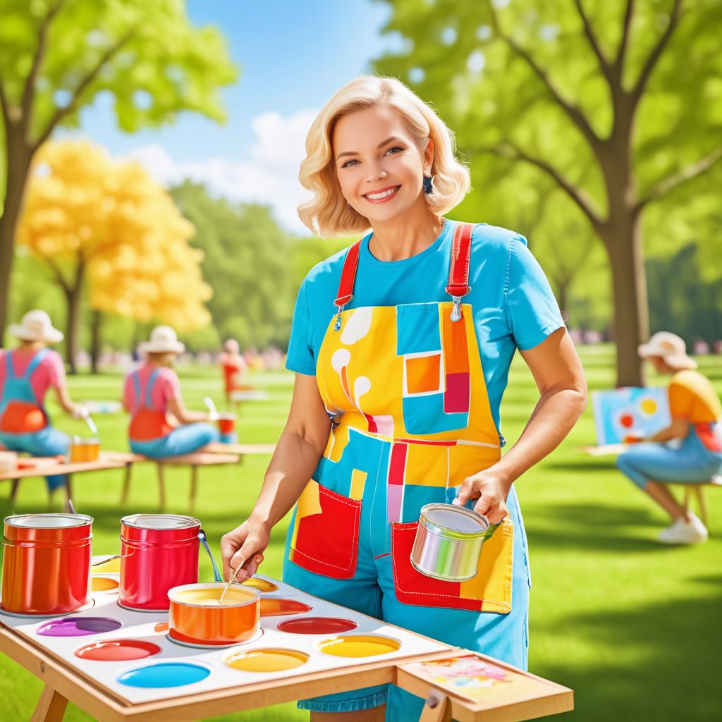 Cheerful Artist in Campbell's Soup Scene