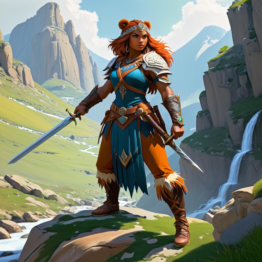 Heroic Bear Warrior in Epic Landscape