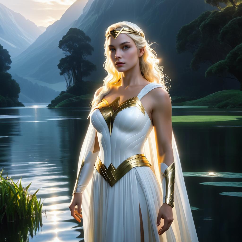 Wonder Woman as Galadriel in Epic Landscape