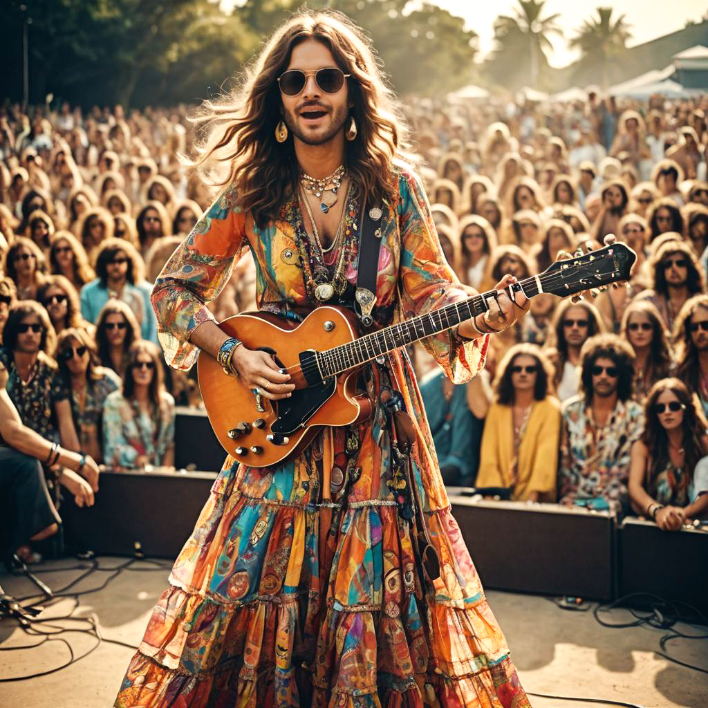 Groovy 70s Musician in Psychedelic Style