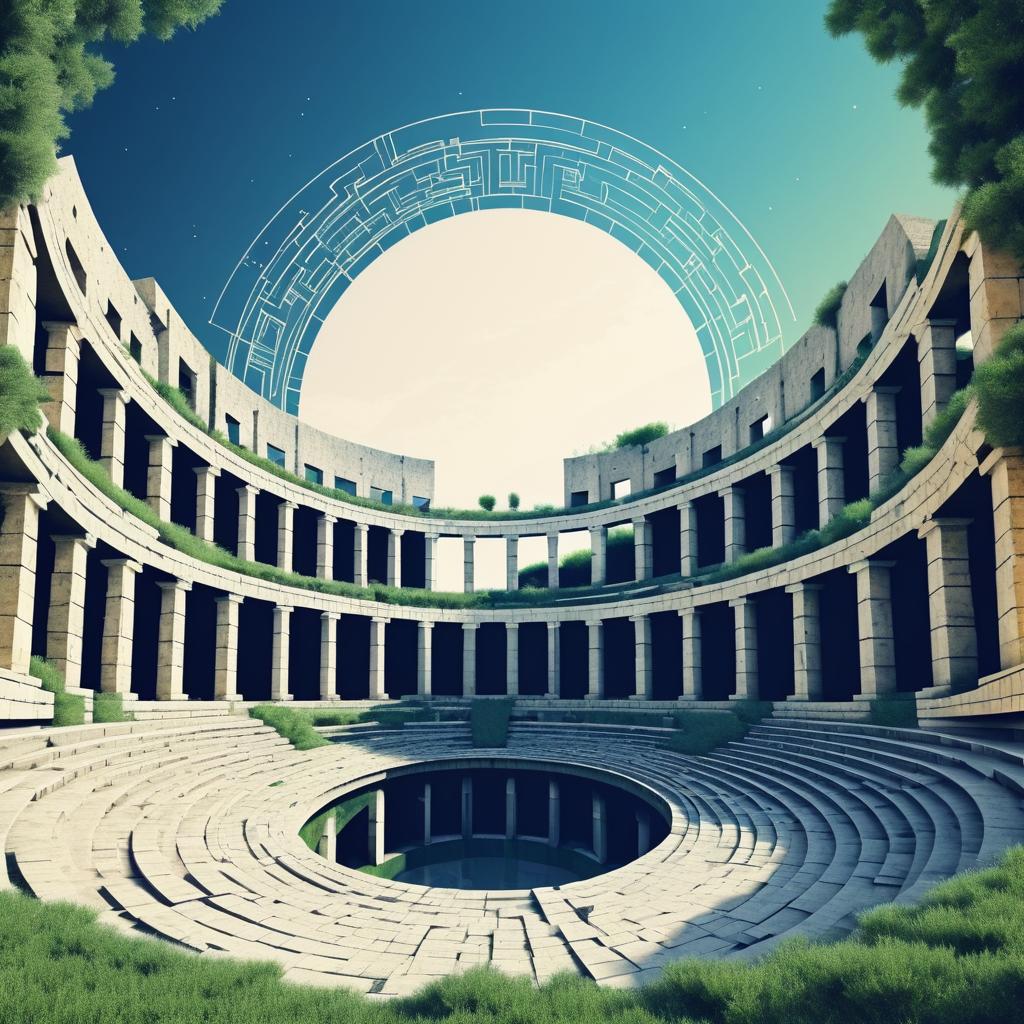 Abstract Roman Amphitheater in Vintage Style