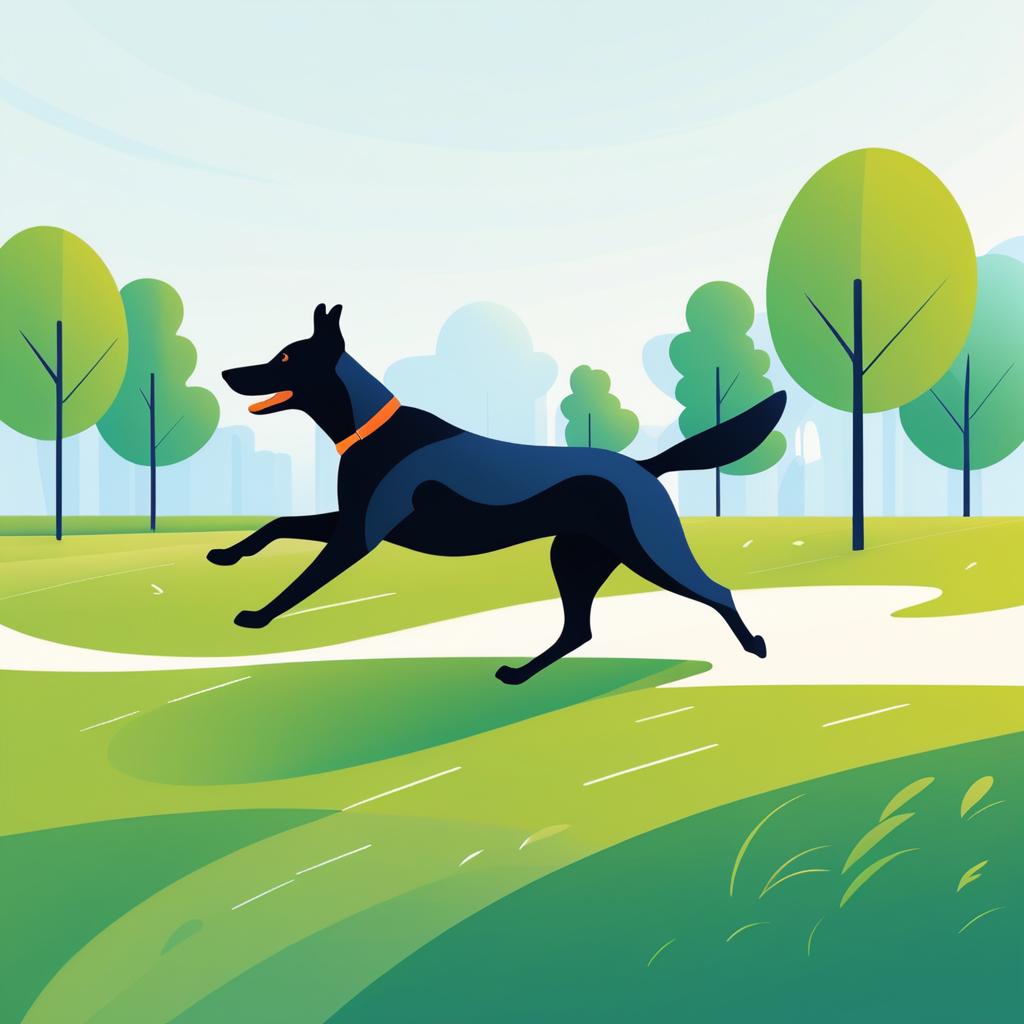 Minimalist Vector Dog Running in Park