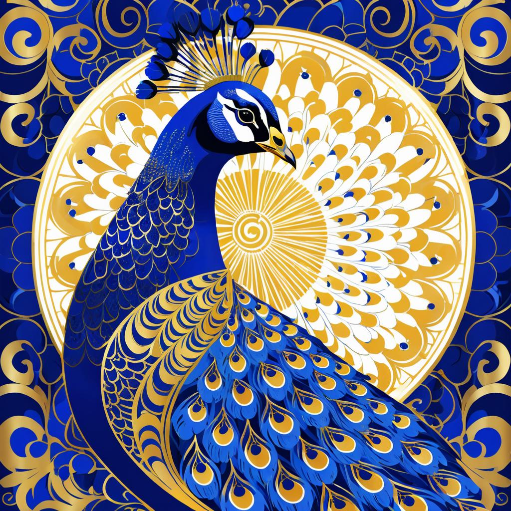 Vibrant Peacock Art Print Doodle