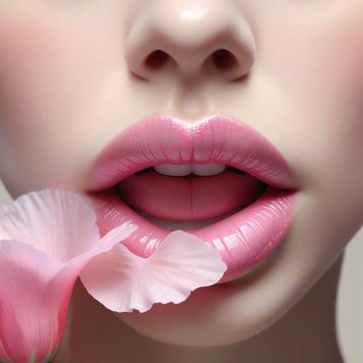 Delicate Lips with Pink Poppy Flower
