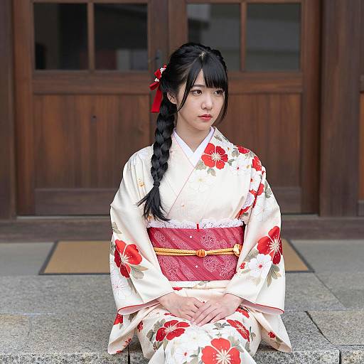 Elegant Asian Woman in Traditional Kimono