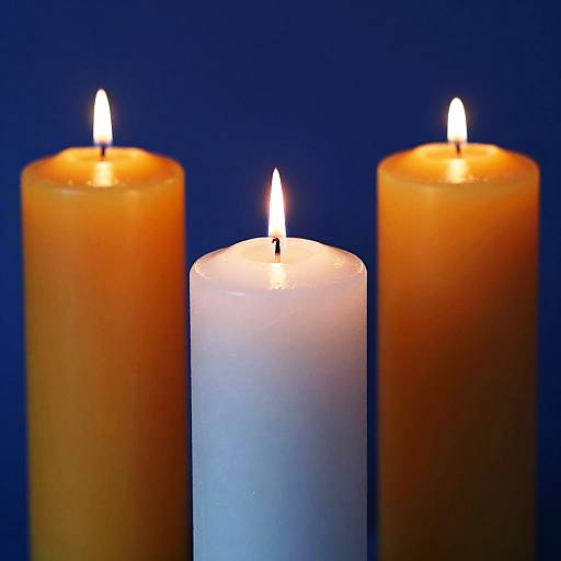 Bright Candles with Deep Blue Backdrop