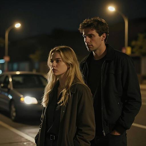 Dramatic Night Scene with Two Figures