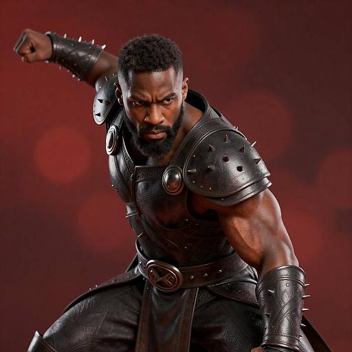 Muscular Warrior in Spiked Leather Armor