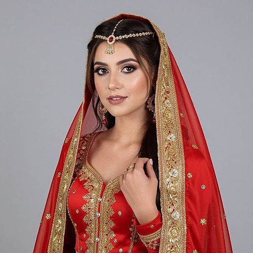 South Asian Bridal in Red and Gold