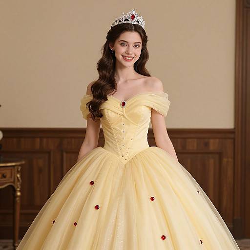 Young Woman in Elegant Princess Gown