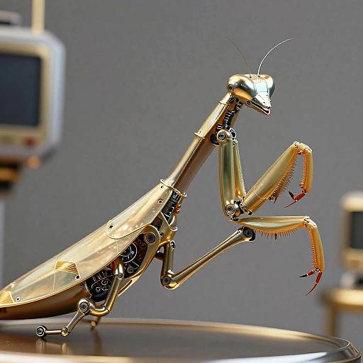 Stippling Mantis Android Courtier in Chrome