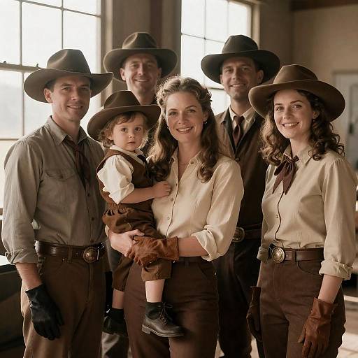 Vintage Western Group Photo with Child