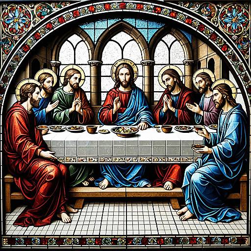 Stained Glass Last Supper Mosaic Design