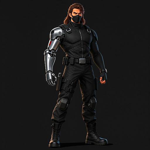Tactical Hero in Black Suit Illustration