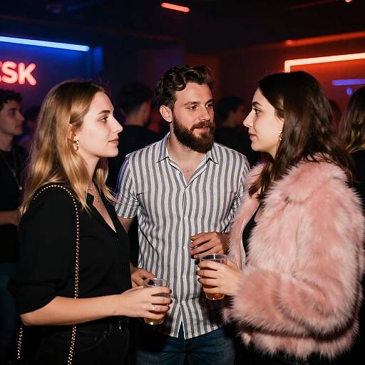 Vibrant Nightclub Gathering in Low Light