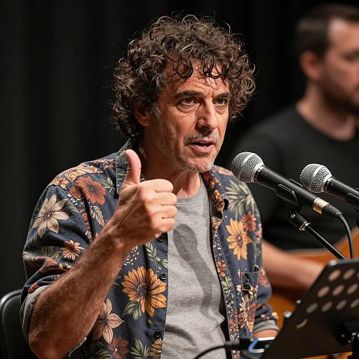 Intense Middle-Aged Man on Stage