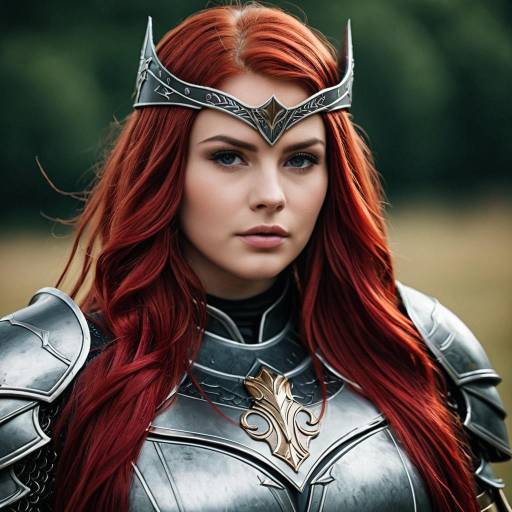 Red-haired warrior woman in armor cosplay