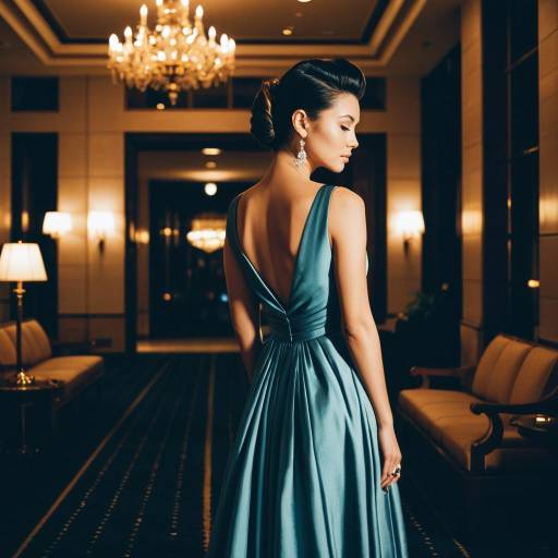 Elegant Woman in Evening Gown at Luxury Hotel Elegant Woman in Evening Gown at Luxury Hotel