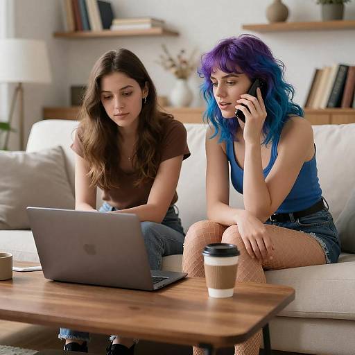 Cozy Living Room: Two Women on Couch