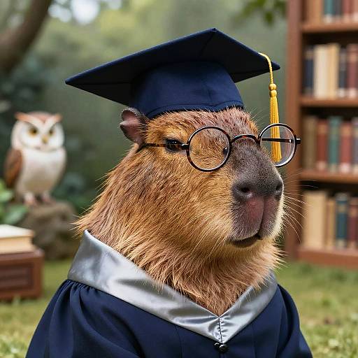 Calm Scholarly Capybara in Academic Gown