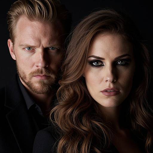 Intense Close-Up Portrait of Serious Couple